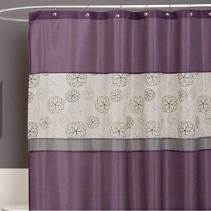 Lush Decor Covina Embroidered Geometric Floral Fabric Shower Curtain